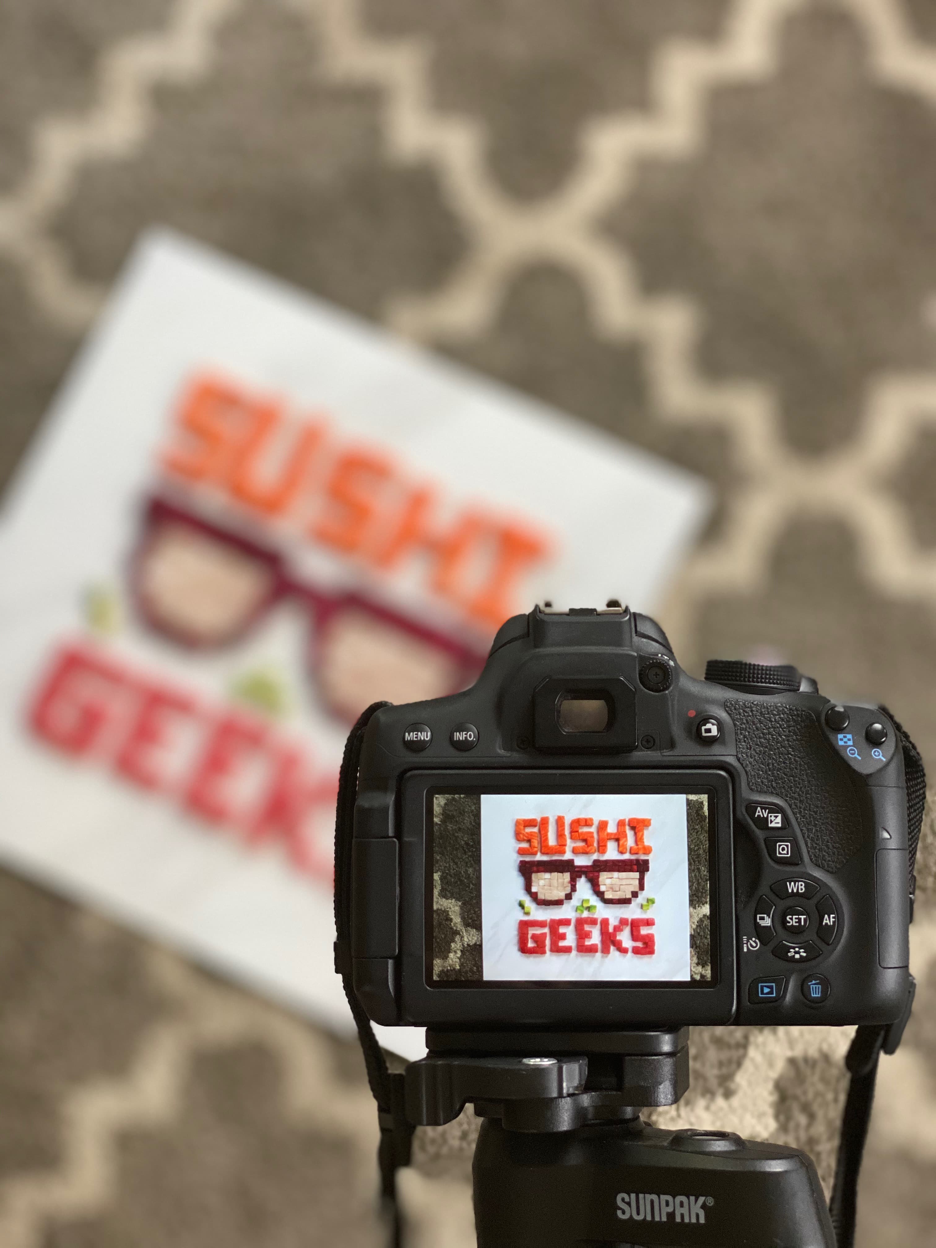 Photographing Sushi Geeks artwork during a content shoot